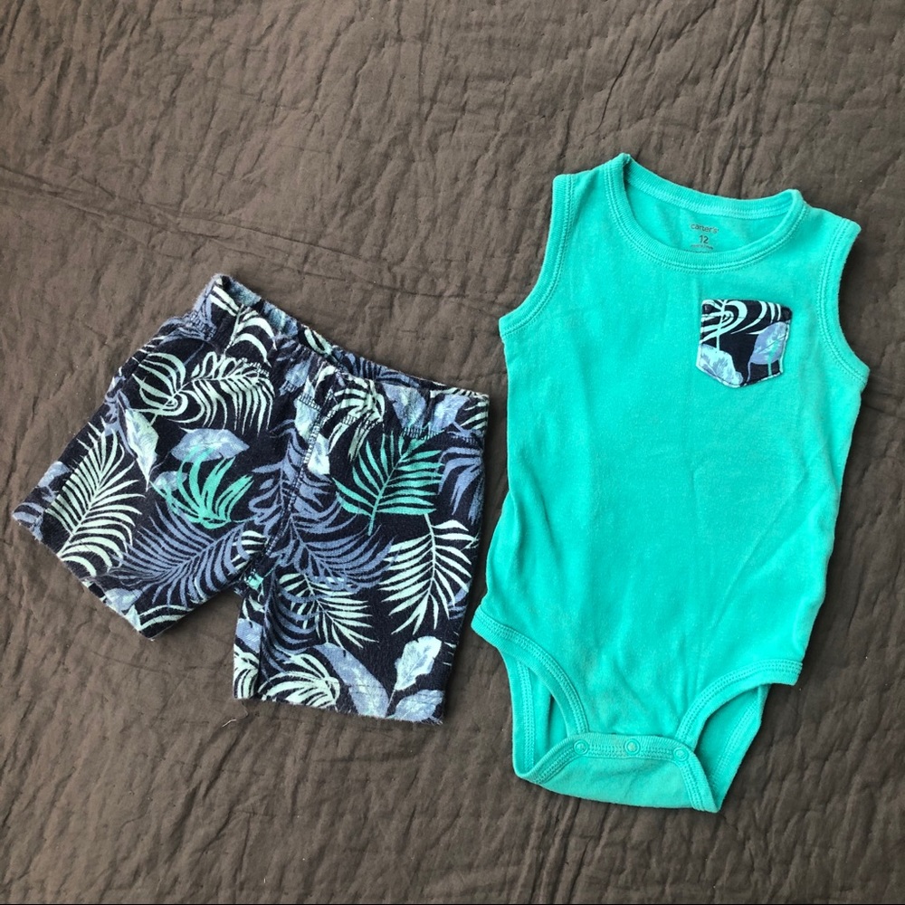 Carter’s Tropical shorts & tank bodysuit set 12mo